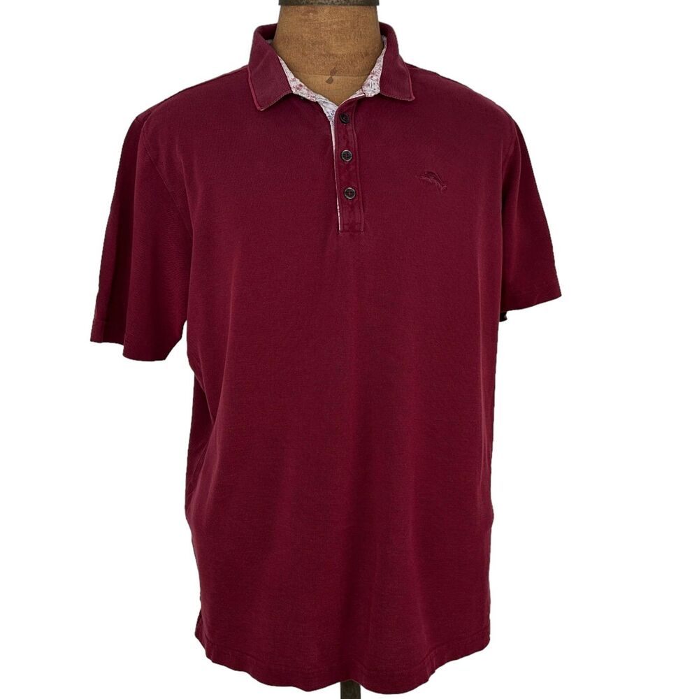 Tommy Bahama Polo Shirt Short Sleeve Button XL Pima Cotton Island Modern Fit